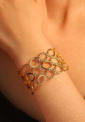 American Diamond Temple Gold-Plated Cuff Bracelet for Women | Stylish Party & Everyday Wear | Gift for Her