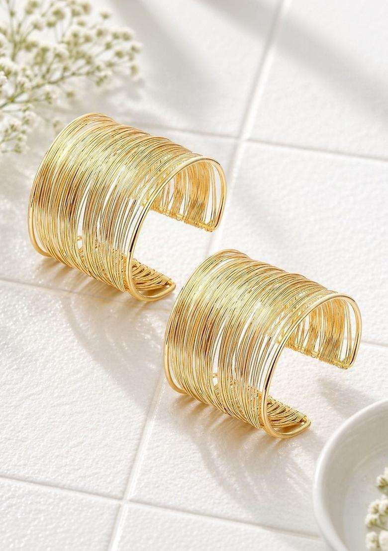 2 Temple Gold-Plated Cuff Bracelet for Women | Stylish Party & Everyday Wear | Gift for Her - Indya