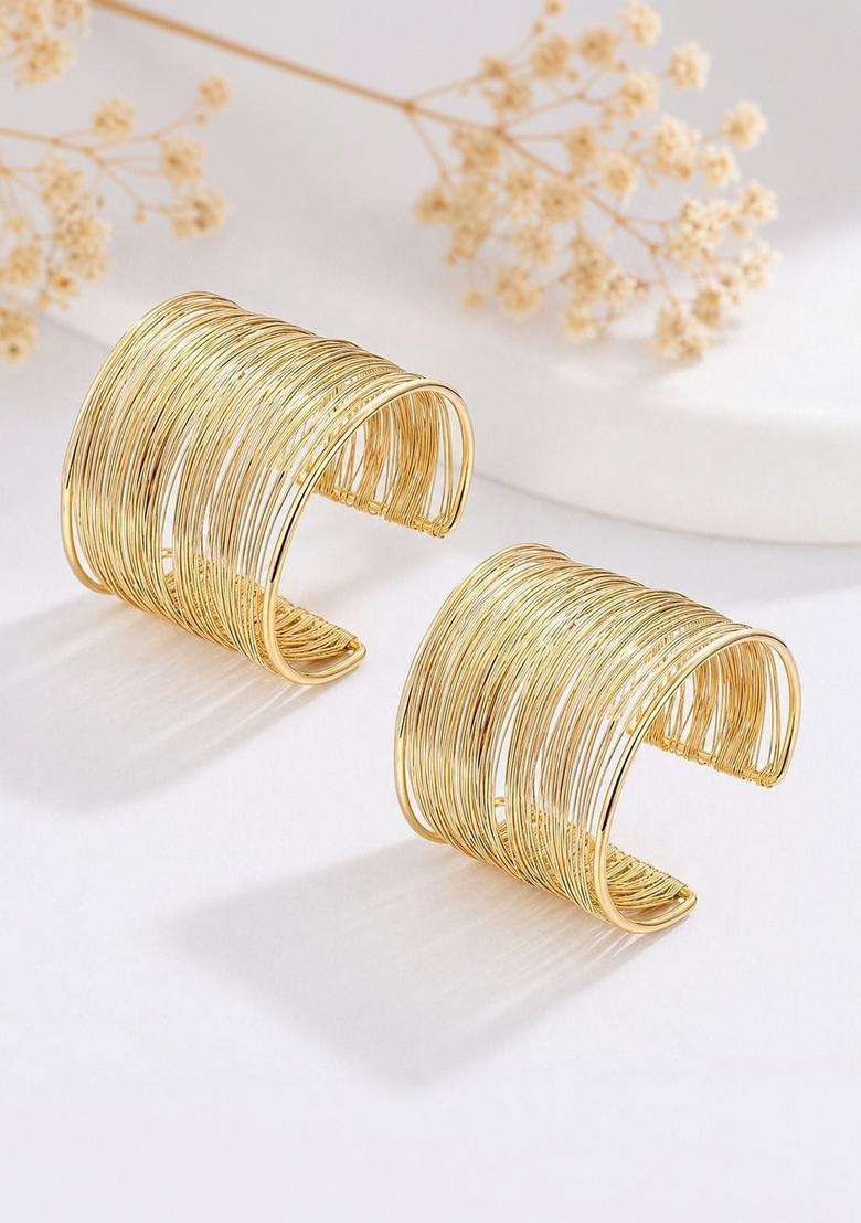 2 Temple Gold-Plated Cuff Bracelet for Women | Stylish Party & Everyday Wear | Gift for Her - Indya