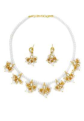 Gold-Plated Kundan Studded & Beaded Jewellery Set for Women | Traditional Temple Jewellery for Wedding & Festive Wear | Gift for Her