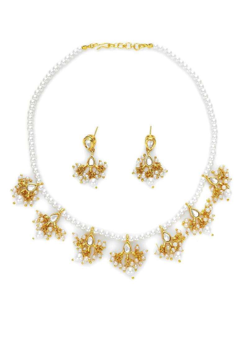Gold-Plated Kundan Studded & Beaded Jewellery Set for Women | Traditional Temple Jewellery for Wedding & Festive Wear | Gift for Her - Indya
