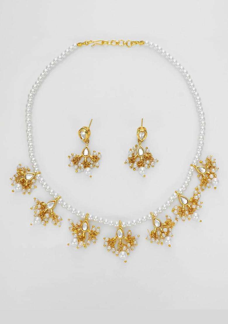 Gold-Plated Kundan Studded & Beaded Jewellery Set for Women | Traditional Temple Jewellery for Wedding & Festive Wear | Gift for Her - Indya