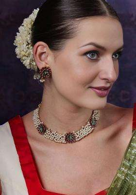 Gold-Plated Copper Artificial Stones & Beads Jewellery Set for Women | Traditional Temple Jewellery for Wedding & Festive Wear | Gift for Her