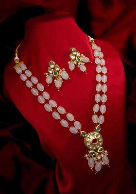 Alloy Gold-Plated Jewellery Set with Kundan for Women | Traditional Temple Jewellery for Wedding & Festive Wear | Gift for Her