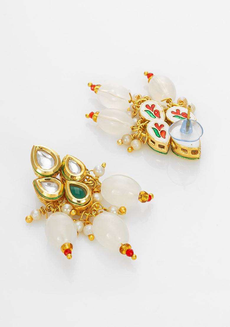 Alloy Gold-Plated Jewellery Set with Kundan for Women | Traditional Temple Jewellery for Wedding & Festive Wear | Gift for Her - Indya