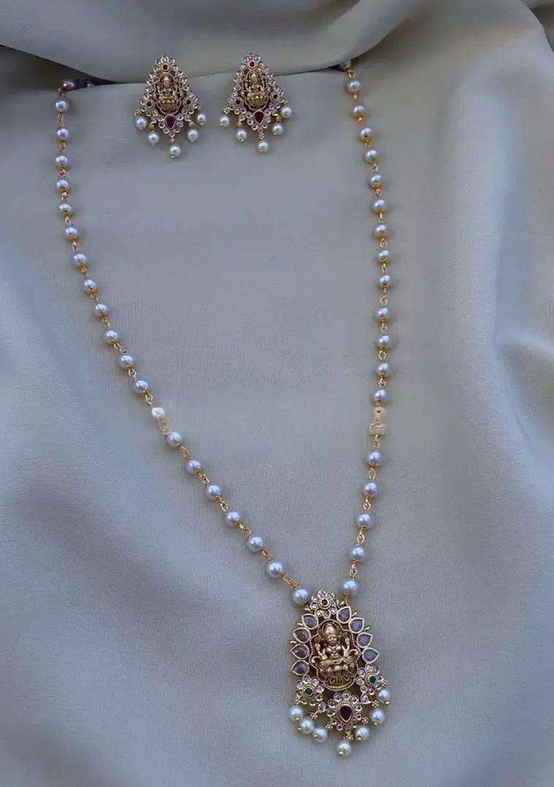 Gold-Plated Kundan-Studded & Beaded Jewellery Set with CZ Stone for Women | Traditional Temple Jewellery for Wedding & Festive Wear | Gift for Her - Indya