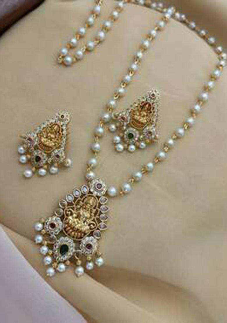 Gold-Plated Kundan-Studded & Beaded Jewellery Set with CZ Stone for Women | Traditional Temple Jewellery for Wedding & Festive Wear | Gift for Her - Indya