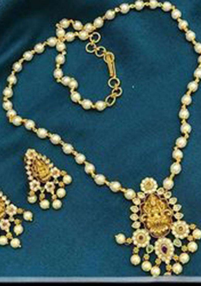Gold-Plated Kundan-Studded & Beaded Jewellery Set with CZ Stone for Women | Traditional Temple Jewellery for Wedding & Festive Wear | Gift for Her - Indya