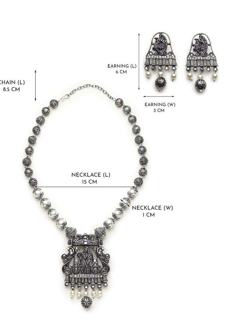 Silver-Plated Sliver-Plated Jewellery Set for Women | Traditional Temple Jewellery for Wedding & Festive Wear | Gift for Her - Indya