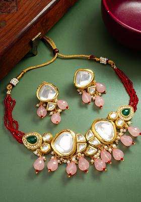 Alloy Gold-Plated Jewellery Set with Kundan for Women | Traditional Temple Jewellery for Wedding & Festive Wear | Gift for Her