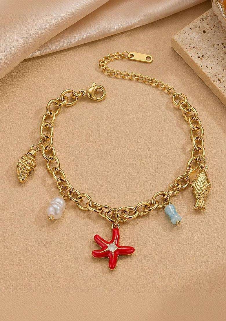 Temple Gold-Plated Charm Bracelet for Women | Stylish Party & Everyday Wear | Gift for Her - Indya