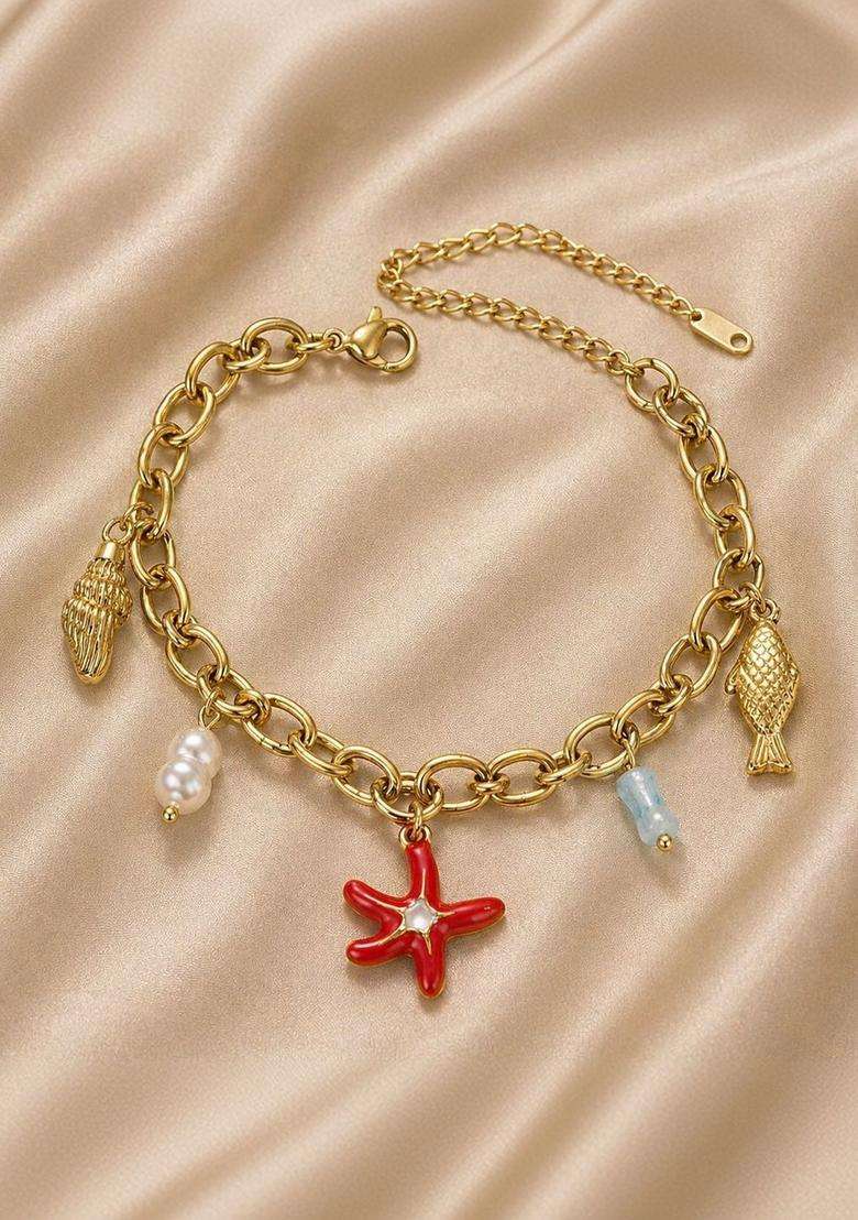 Temple Gold-Plated Charm Bracelet for Women | Stylish Party & Everyday Wear | Gift for Her - Indya