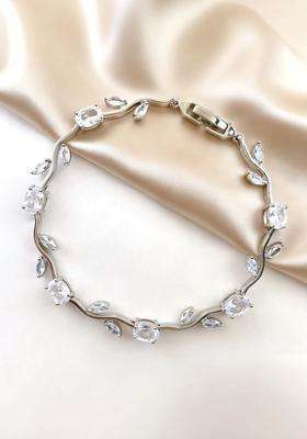 American Diamond Temple Silver-Plated Link Bracelet for Women | Stylish Party & Everyday Wear | Gift for Her