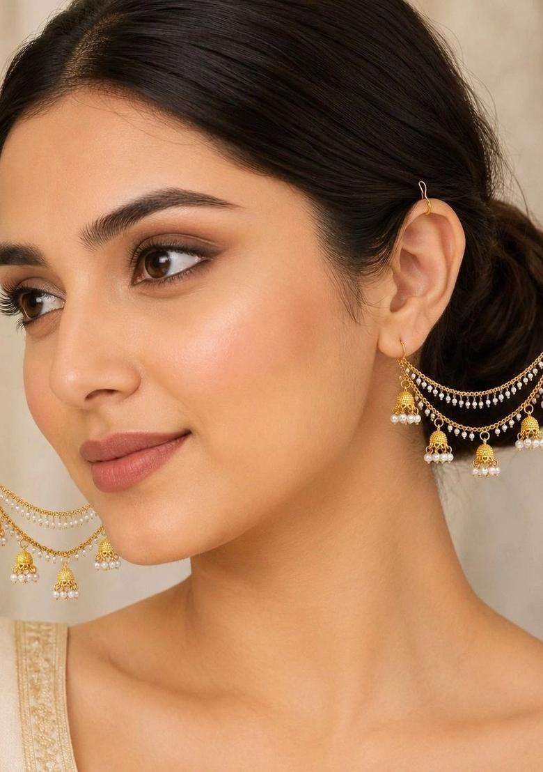 Gold-Plated Geometric Earrings for Women | Traditional Temple Jewellery for Wedding & Festive Wear | Gift for Her - Indya