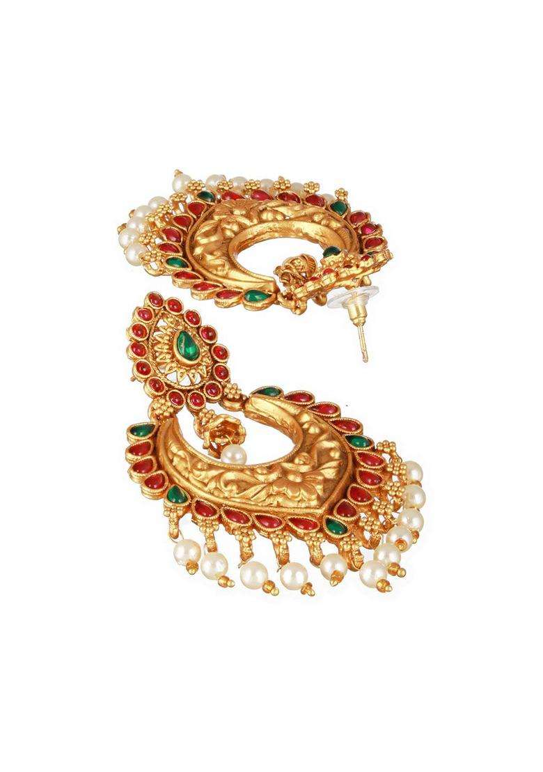 Gold-Plated Dome Shaped Chandbalis Earrings for Women | Traditional Temple Jewellery for Wedding & Festive Wear | Gift for Her - Indya