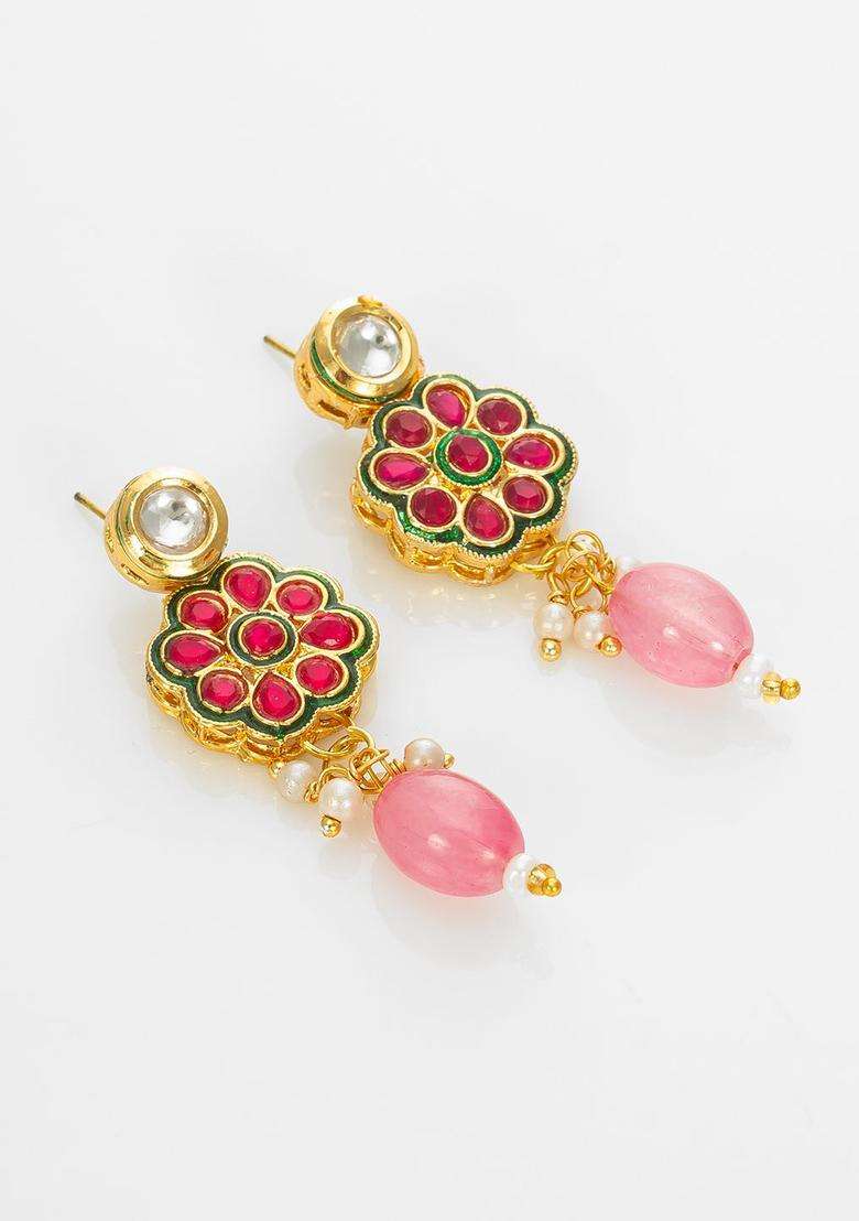 Gold-Plated Kundan-Studded &BeadedJewellerySet for Women | Traditional Temple Jewellery for Wedding & Festive Wear | Gift for Her - Indya