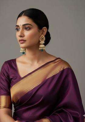 Gold-Plated Artificial Beaded Floral Jhumkas Earrings for Women | Traditional Temple Jewellery for Wedding & Festive Wear | Gift for Her
