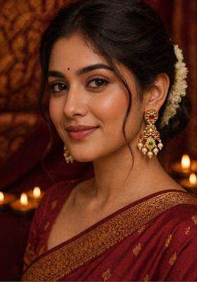 Gold-Plated Geometric Drop Earrings with CZ Stone for Women | Traditional Temple Jewellery for Wedding & Festive Wear | Gift for Her