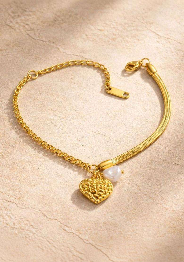 American Diamond Temple Gold-Plated Charm Bracelet for Women | Stylish Party & Everyday Wear | Gift for Her - Indya