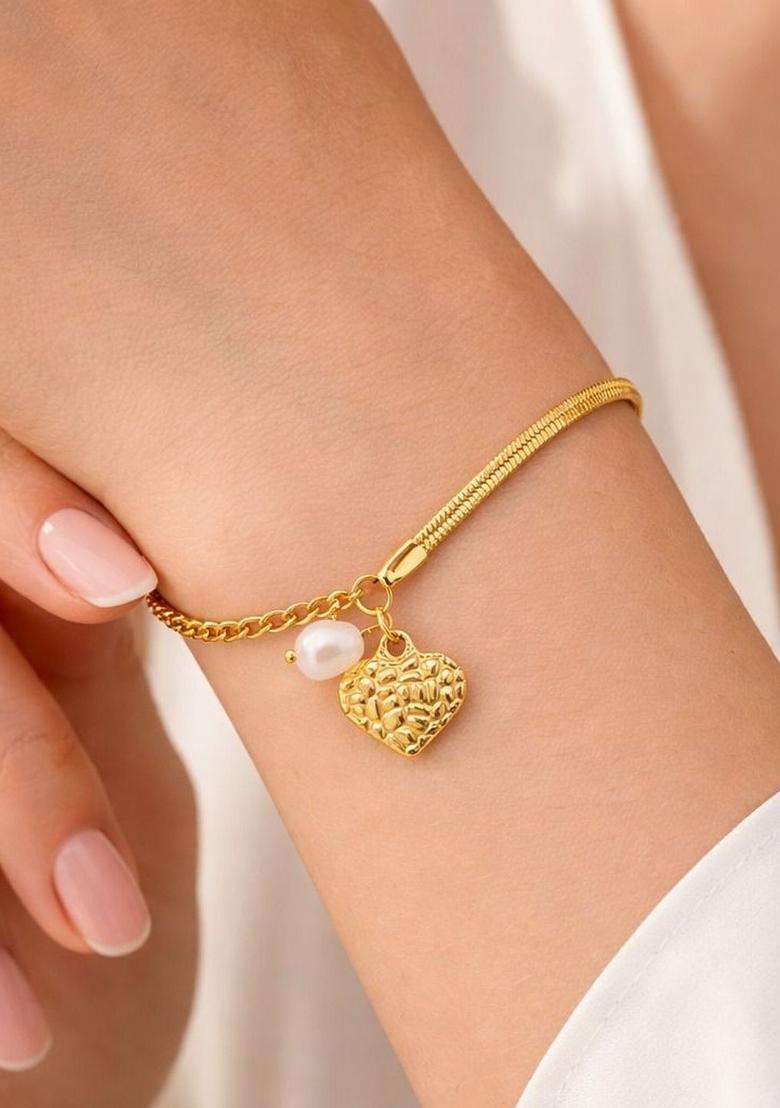 American Diamond Temple Gold-Plated Charm Bracelet for Women | Stylish Party & Everyday Wear | Gift for Her - Indya