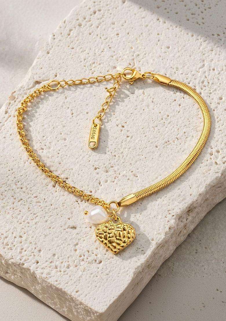American Diamond Temple Gold-Plated Charm Bracelet for Women | Stylish Party & Everyday Wear | Gift for Her - Indya