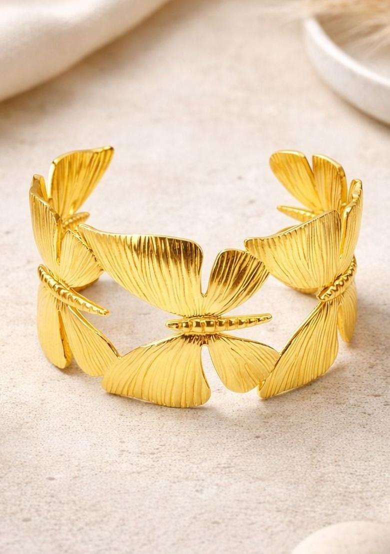 Temple Gold-Plated Cuff Bracelet for Women | Stylish Party & Everyday Wear | Gift for Her - Indya