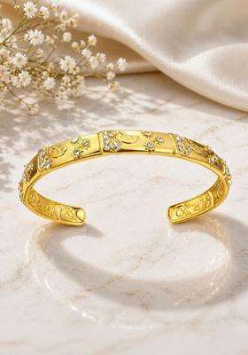 American Diamond Temple Gold-Plated Cuff Bracelet for Women | Fusion Party & Festive Wear | Gift for Her