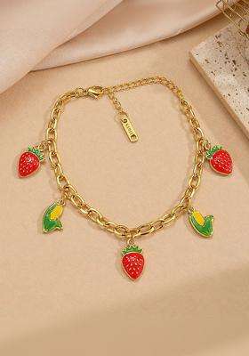 American Diamond Temple Gold-Plated Charm Bracelet for Women | Stylish Party & Everyday Wear | Gift for Her