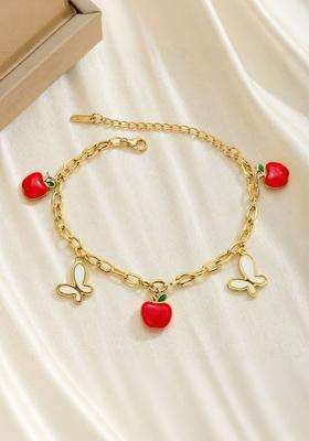 American Diamond Temple Gold-Plated Charm Bracelet for Women | Stylish Party & Everyday Wear | Gift for Her