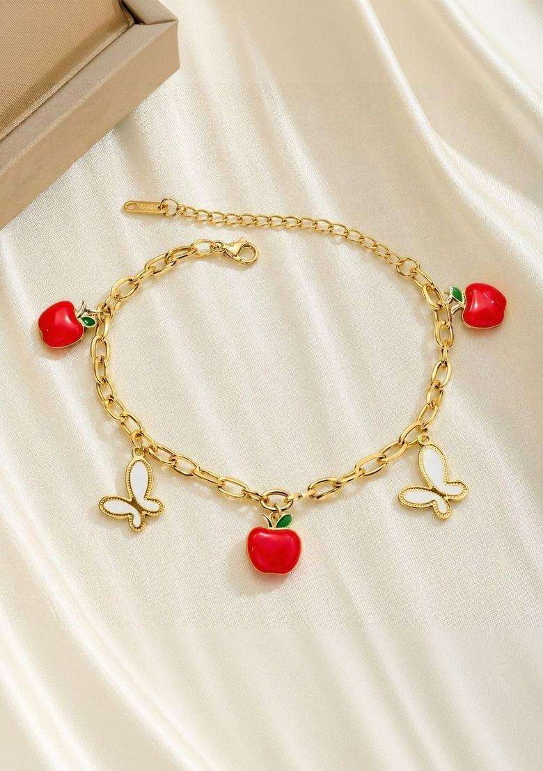 American Diamond Temple Gold-Plated Charm Bracelet for Women | Stylish Party & Everyday Wear | Gift for Her - Indya