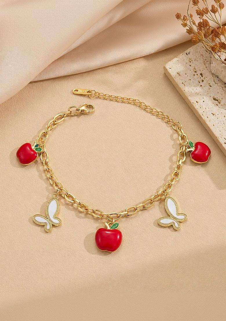 American Diamond Temple Gold-Plated Charm Bracelet for Women | Stylish Party & Everyday Wear | Gift for Her - Indya