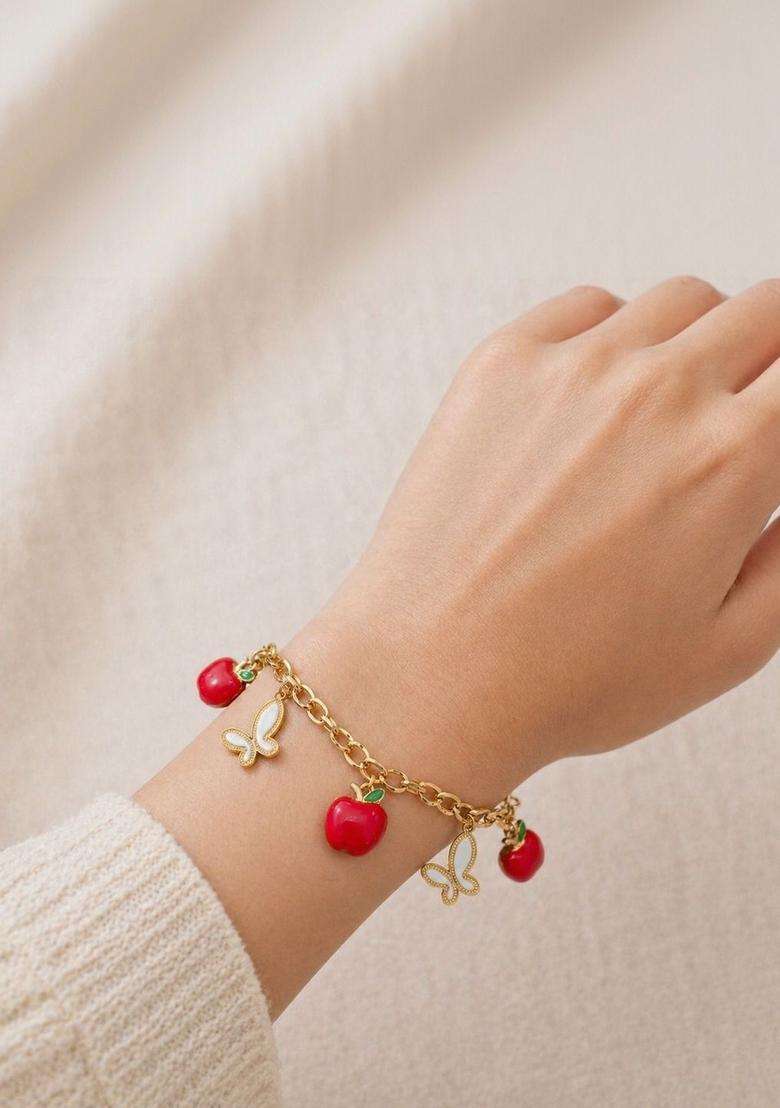 American Diamond Temple Gold-Plated Charm Bracelet for Women | Stylish Party & Everyday Wear | Gift for Her - Indya