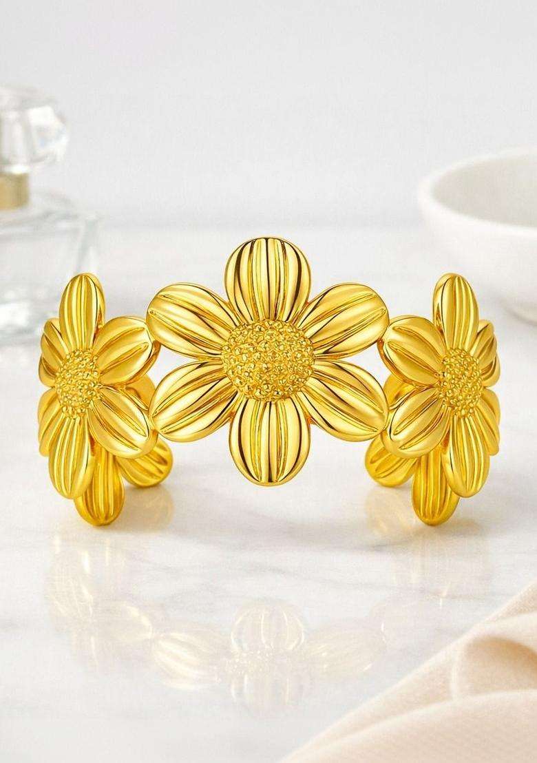 Temple Gold-Plated Cuff Bracelet for Women | Stylish Party & Everyday Wear | Gift for Her - Indya