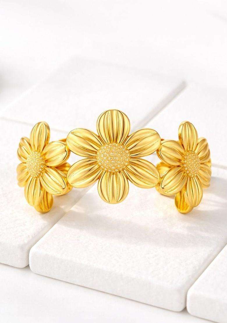 Temple Gold-Plated Cuff Bracelet for Women | Stylish Party & Everyday Wear | Gift for Her - Indya