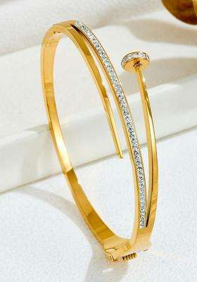 American Diamond Temple Gold-Plated Cuff Bracelet for Women | Stylish Party & Everyday Wear | Gift for Her