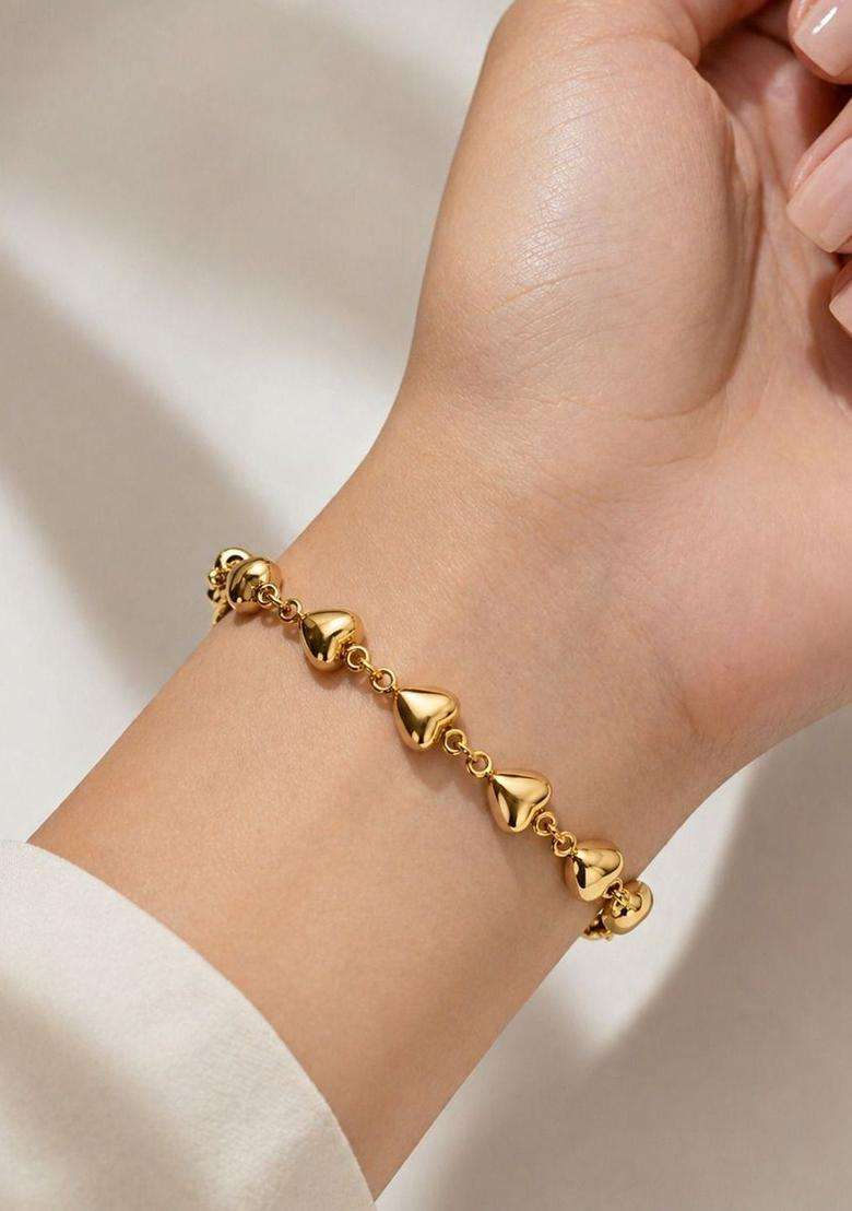 Temple Gold-Plated Link Bracelet for Women | Stylish Party & Everyday Wear | Gift for Her - Indya