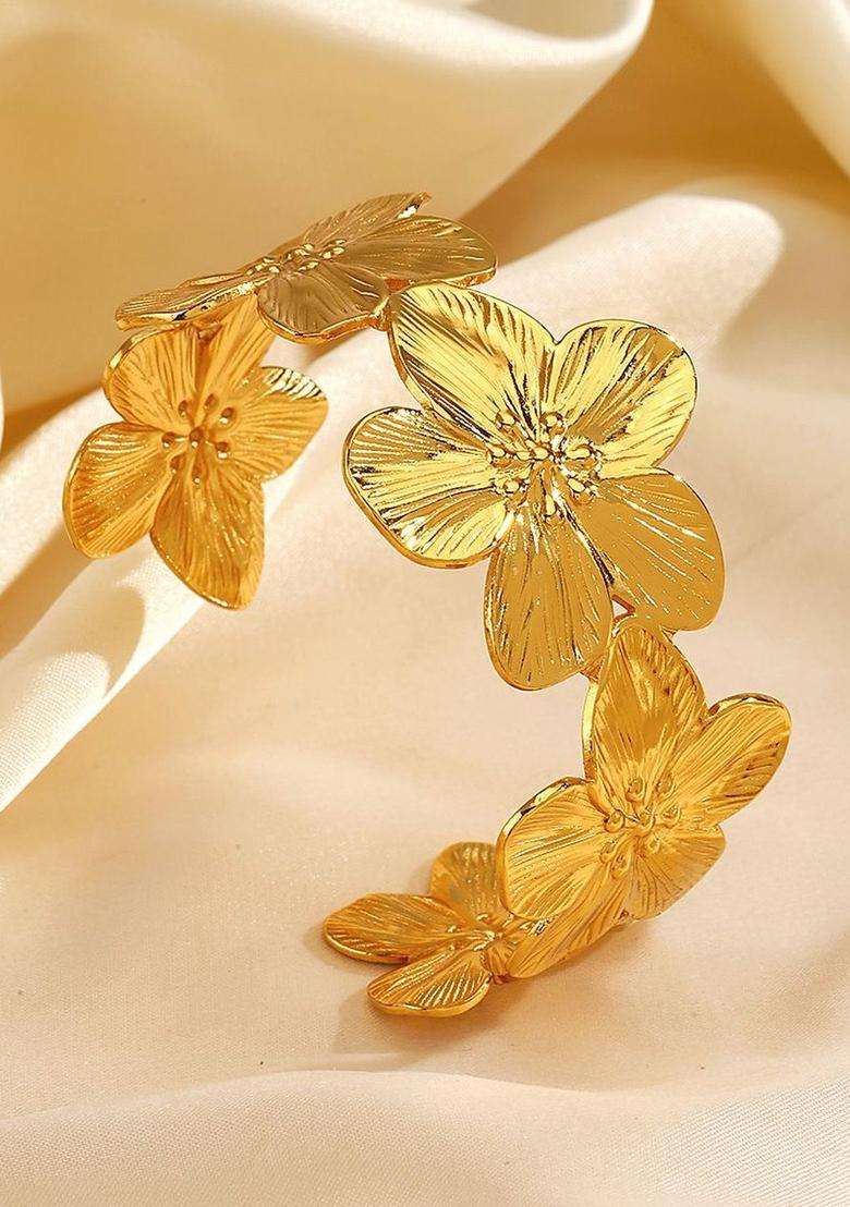 Temple Gold-Plated Cuff Bracelet for Women | Stylish Party & Everyday Wear | Gift for Her - Indya