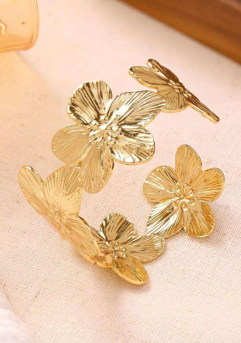 Temple Gold-Plated Cuff Bracelet for Women | Stylish Party & Everyday Wear | Gift for Her - Indya