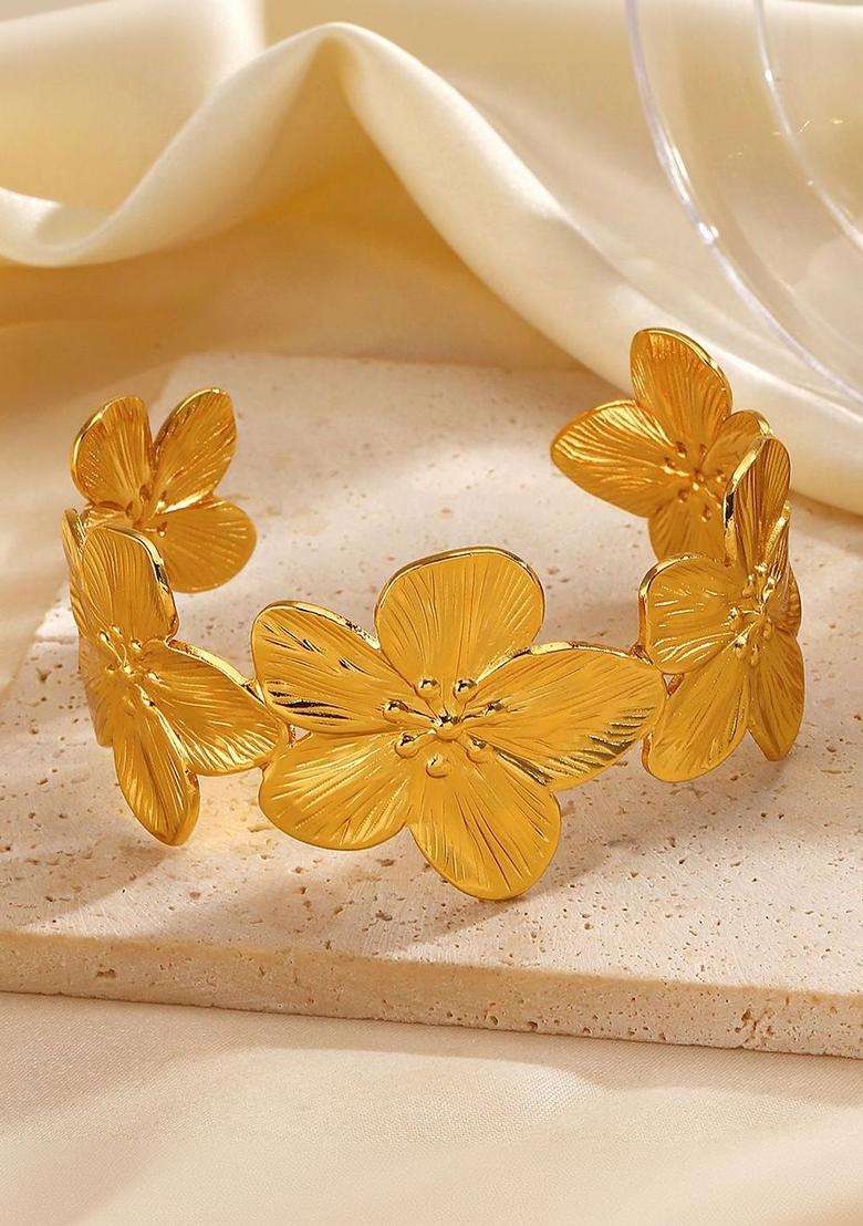 Temple Gold-Plated Cuff Bracelet for Women | Stylish Party & Everyday Wear | Gift for Her - Indya
