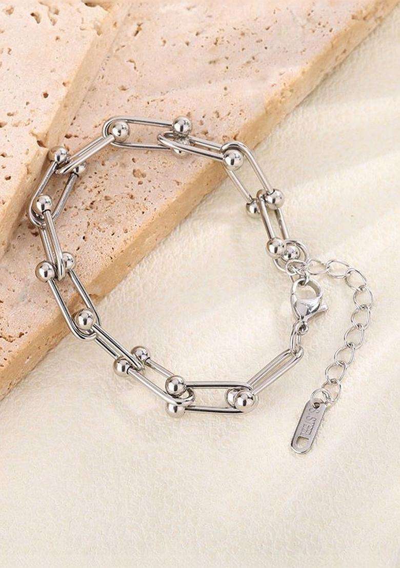 Temple Silver-Plated Link Bracelet for Women | Stylish Party & Everyday Wear | Gift for Her - Indya