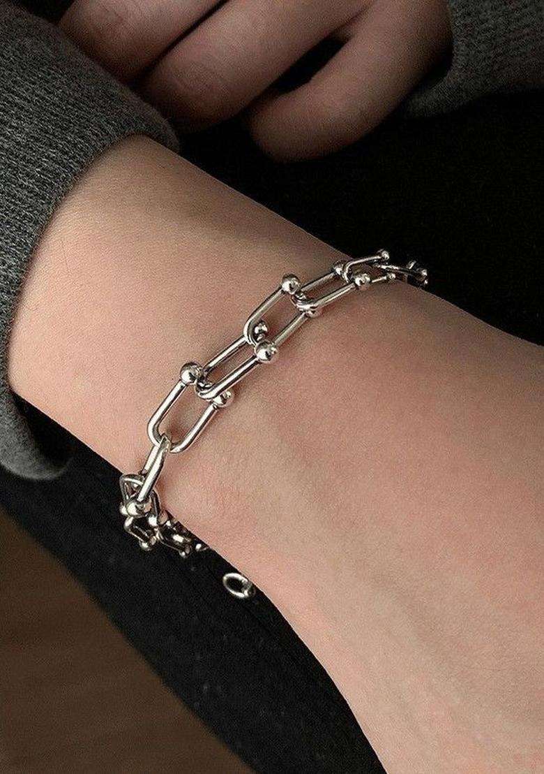 Temple Silver-Plated Link Bracelet for Women | Stylish Party & Everyday Wear | Gift for Her - Indya