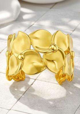 Stainless Steel Gold-Plated American Diamond Temple Cuff Bracelet for Women | Stylish Party & Everyday Wear | Gift for Her