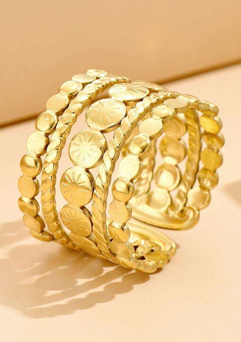 American Diamond Temple Gold-Plated Cuff Bracelet for Women | Stylish Party & Everyday Wear | Gift for Her - Indya