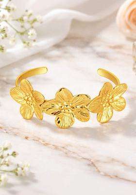American Diamond Temple Gold-Plated Cuff Bracelet for Women | Stylish Party & Everyday Wear | Gift for Her