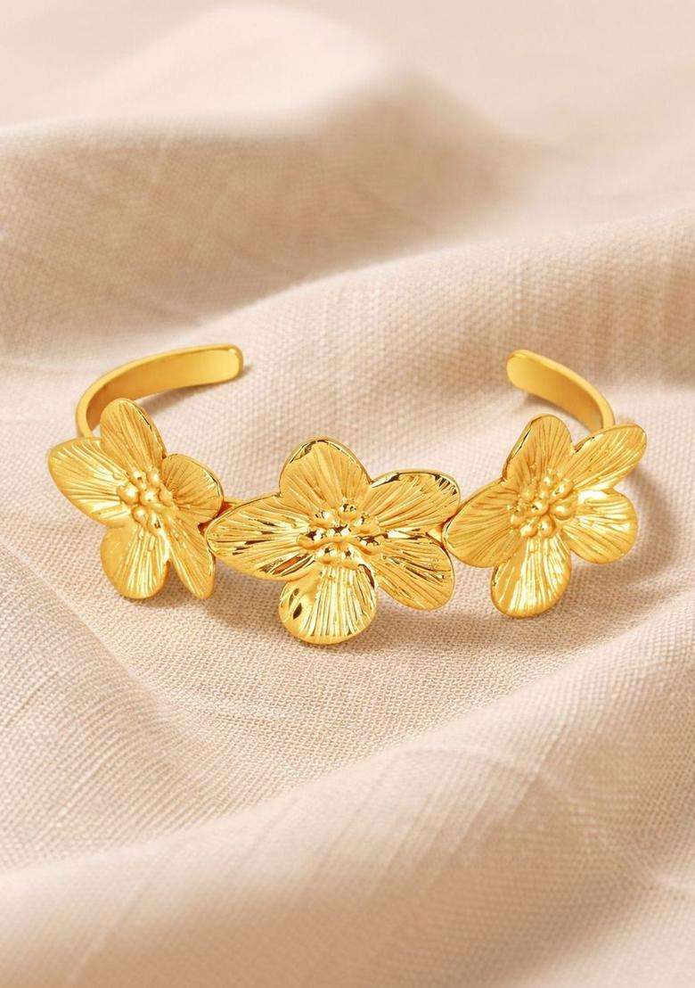 American Diamond Temple Gold-Plated Cuff Bracelet for Women | Stylish Party & Everyday Wear | Gift for Her - Indya