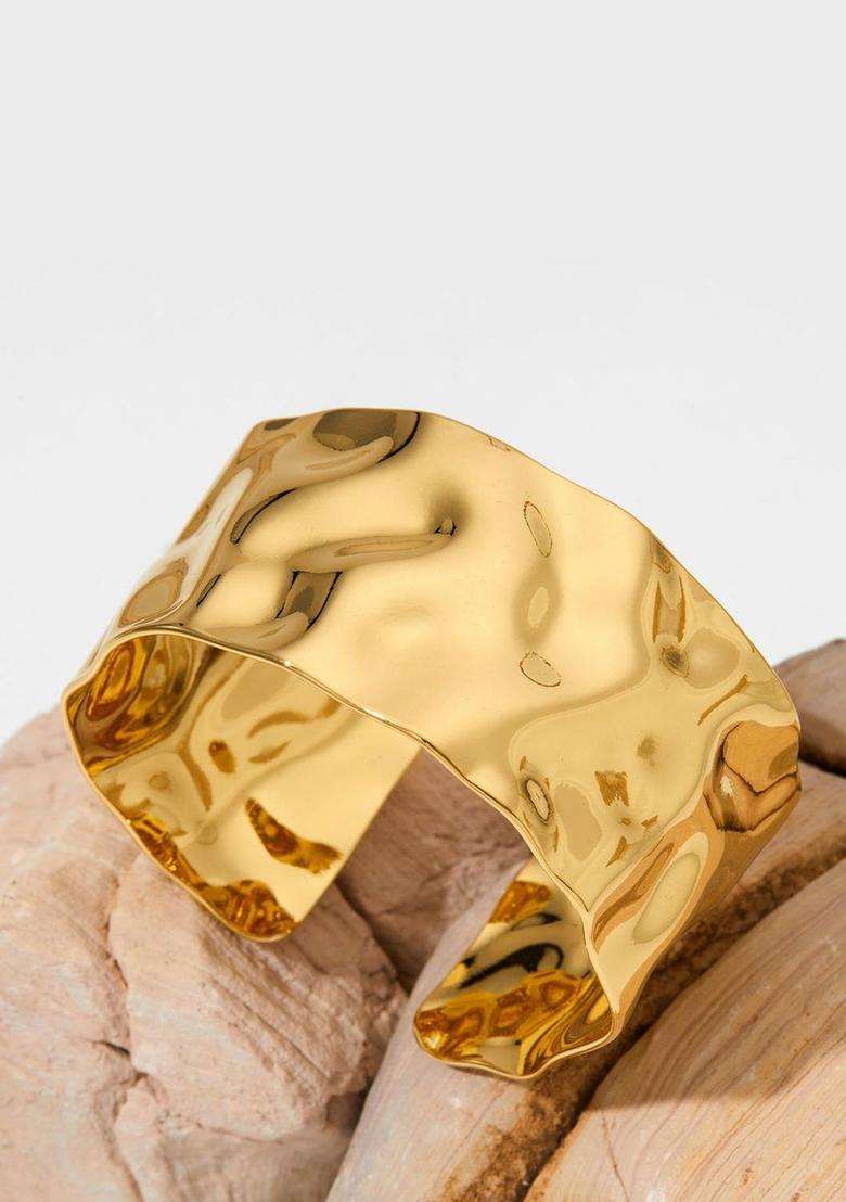 American Diamond Temple Gold-Plated Cuff Bracelet for Women | Stylish Party & Everyday Wear | Gift for Her - Indya