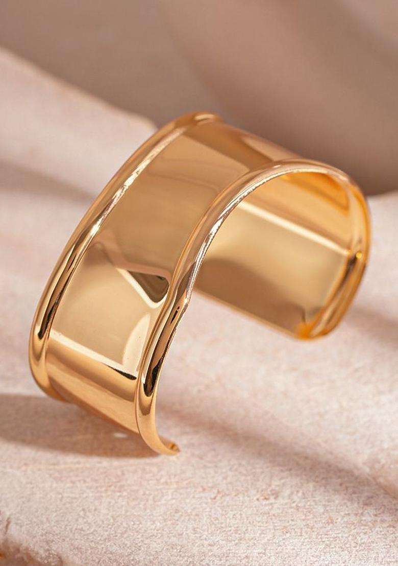 American Diamond Temple Gold-Plated Cuff Bracelet for Women | Stylish Party & Everyday Wear | Gift for Her - Indya