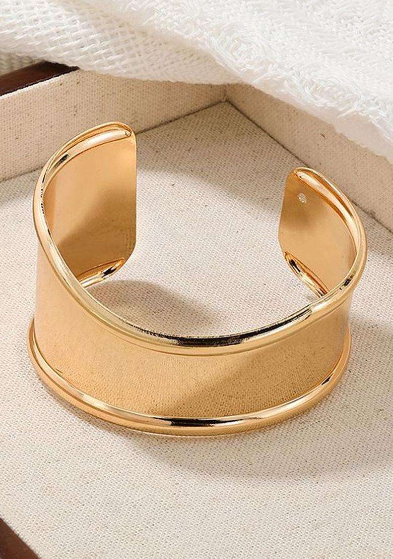 American Diamond Temple Gold-Plated Cuff Bracelet for Women | Stylish Party & Everyday Wear | Gift for Her - Indya