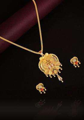 Gold-Plated Alloy Jewellery Set for Women | Traditional Temple Jewellery for Wedding & Festive Wear | Gift for Her