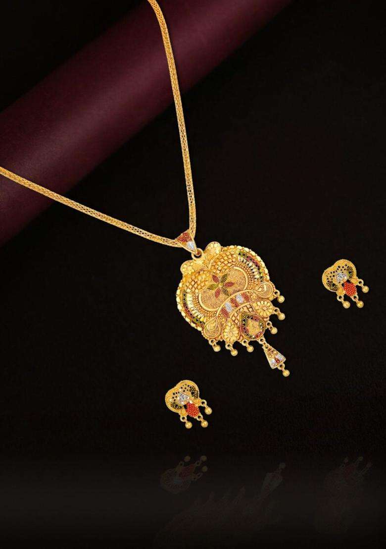 Gold-Plated Alloy Jewellery Set for Women | Traditional Temple Jewellery for Wedding & Festive Wear | Gift for Her - Indya